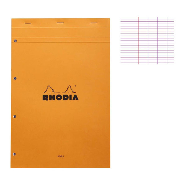 photo-Bloc notes - A4 - 21x29,7 cm - Grands Carreaux - 80 feuilles - Orange - Rhodia