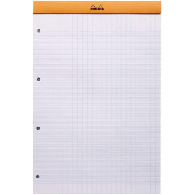 Bloc notes - A4 - 21x29,7 cm - Grands Carreaux - 80 feuilles - Orange - Rhodia