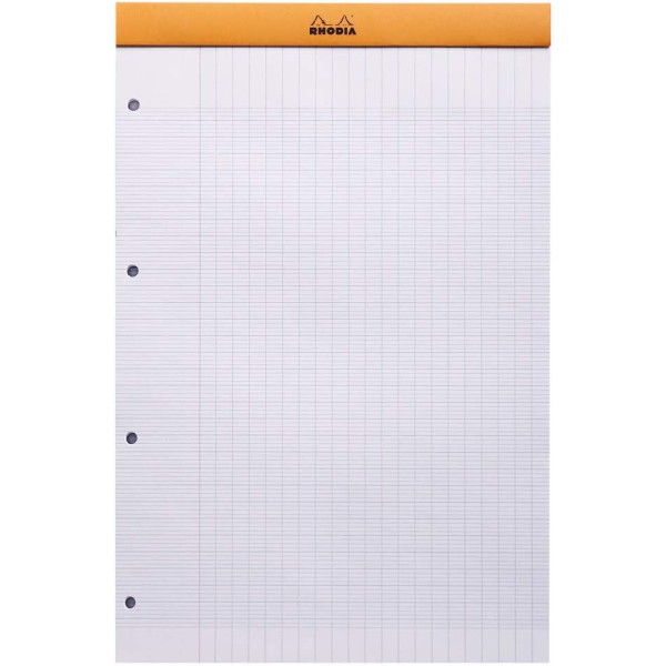 Bloc notes - A4 - 21x29,7 cm - Grands Carreaux - 80 feuilles - Orange - Rhodia