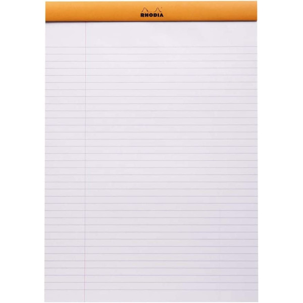 Bloc notes - A4 - 21x29,7 cm - Lignes et marges - 80 feuilles  - Rhodia