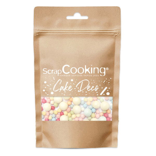 photo-Perles en sucre multicolores - Mix de tailles - Décoration gâteau - ScrapCooking - 70 g