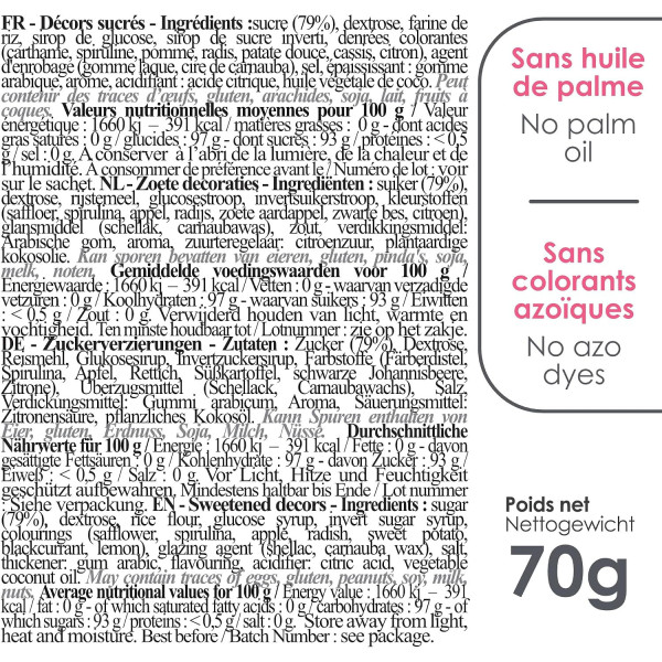 Perles en sucre multicolores - Mix de tailles - Décoration gâteau - ScrapCooking - 70 g