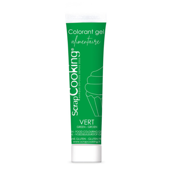 photo-Colorant alimentaire en gel vert - Glaçage, pâte à sucre et pâtisserie - ScrapCooking - 20 g