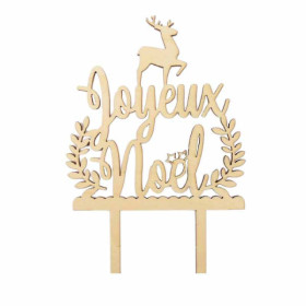 photo-Cake topper Joyeux Noël en bois - Décoration bûche et gâteau - ScrapCooking