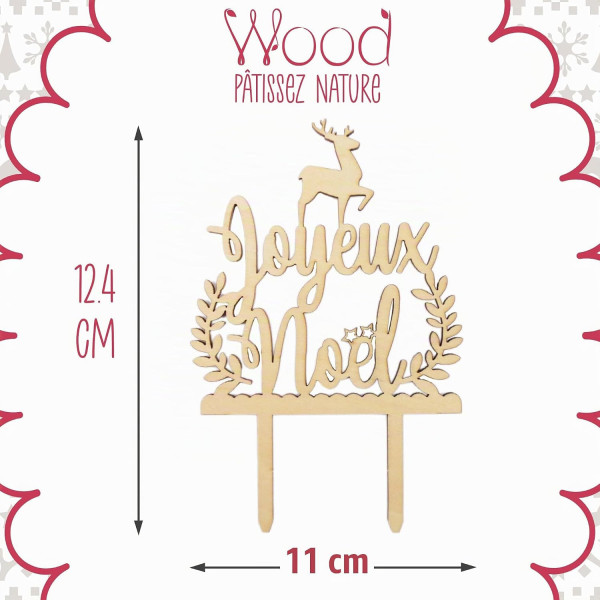 Cake topper Joyeux Noël en bois - Décoration bûche et gâteau - ScrapCooking
