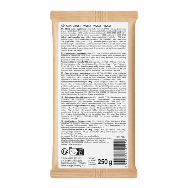 Pâte à sucre violette - Cake design et décoration gâteau - ScrapCooking - 250g