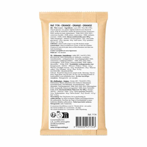 Pâte à sucre orange - Cake design et décoration gâteau - ScrapCooking - 100g