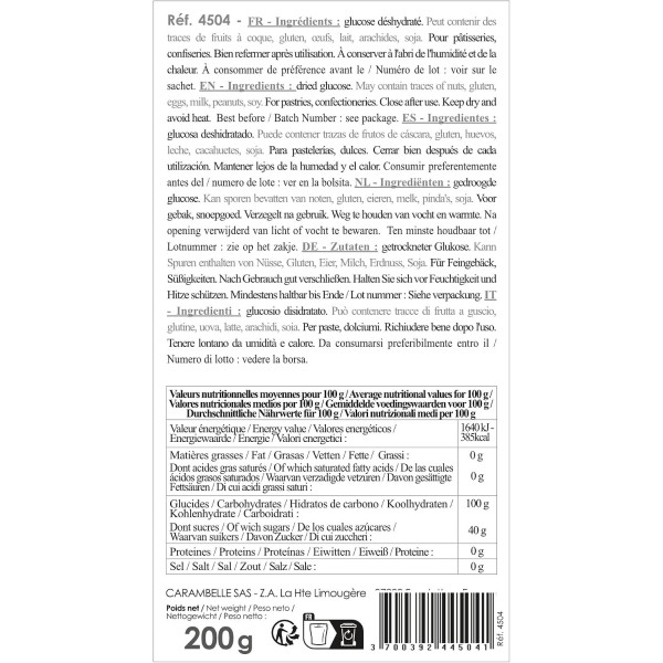 Sirop de glucose déshydraté - Pâtisserie et glaces - ScrapCooking - 200 g