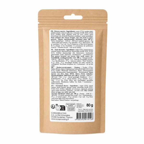 Mini billes en sucre multicolores - Décoration gâteau et cupcakes - ScrapCooking - 80 g