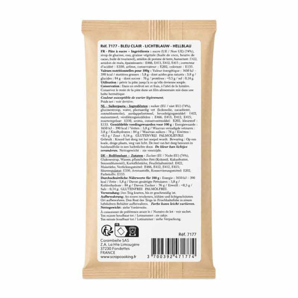 Pâte à sucre bleue - Cake design et décoration gâteau - ScrapCooking - 100g