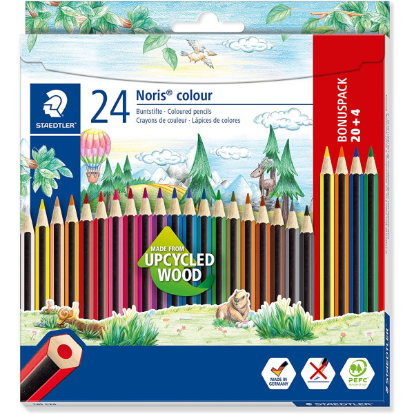 photo-24 crayons de couleur - Fabriqués en bois recyclé -  Staedtler - Noris Colour 185