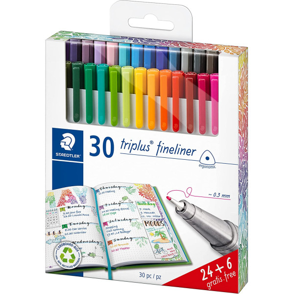 photo-30 feutres d'écriture - Pointe extra-fine - 0.3mm - Staedtler - Triplus Fineliner