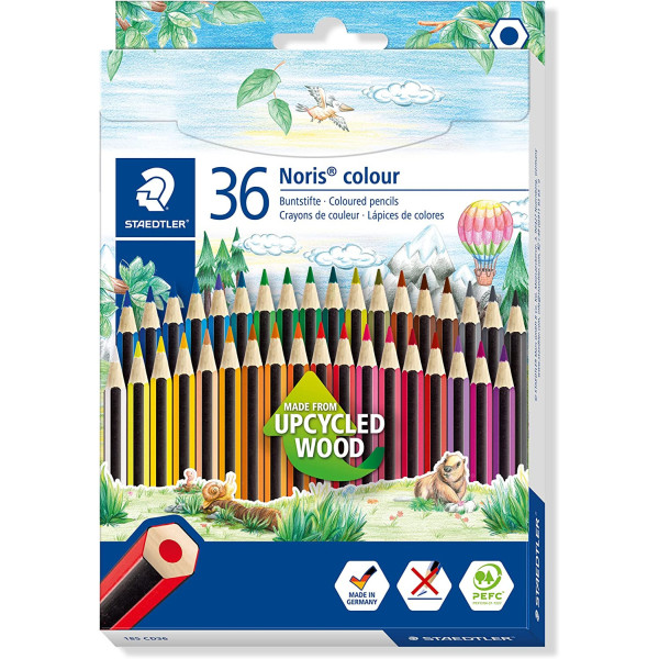 photo-36 crayons de couleur - Fabriqués en bois recyclé -  Staedtler - Noris Colour 185