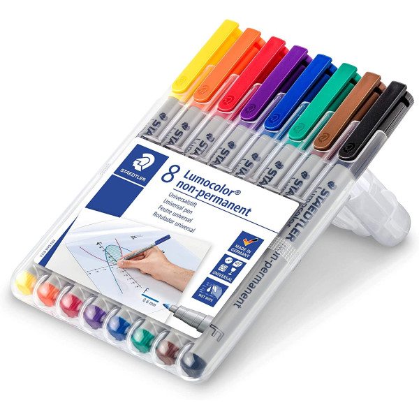 8 feutres d'écriture - Non permanent - Toutes surfaces - Pointe fine - Staedtler