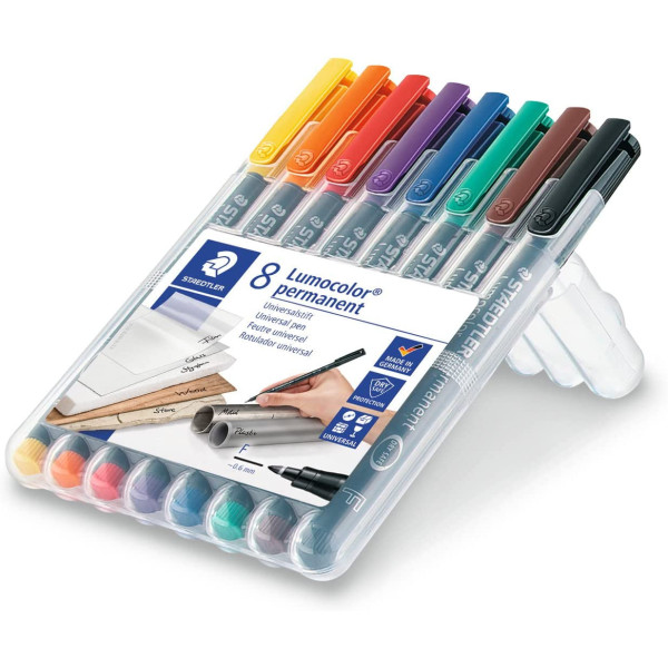 8 feutres d'écriture - Indélébile - Permanent - Toutes surfaces - Pointe fine - Staedtler