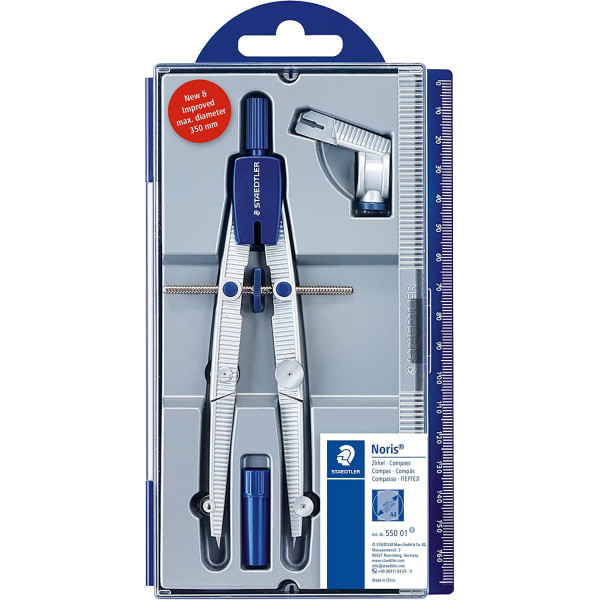 photo-Compas scolaire  - Avec vis - Réglage rapide et précis - Staedtler Noris 550
