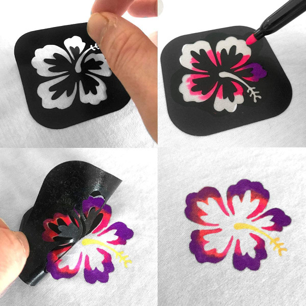 26 feutres de couleur - Textile - Vêtement - Avec 48 pochoirs - QBIX