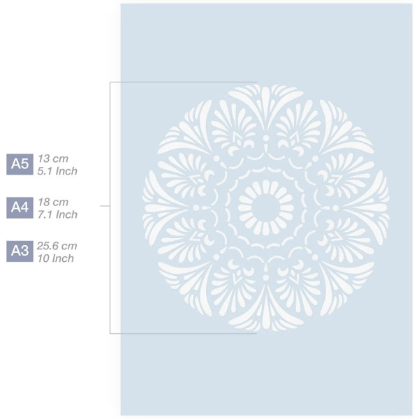 Pochoir mandala format A4 décoration peinture QBIX