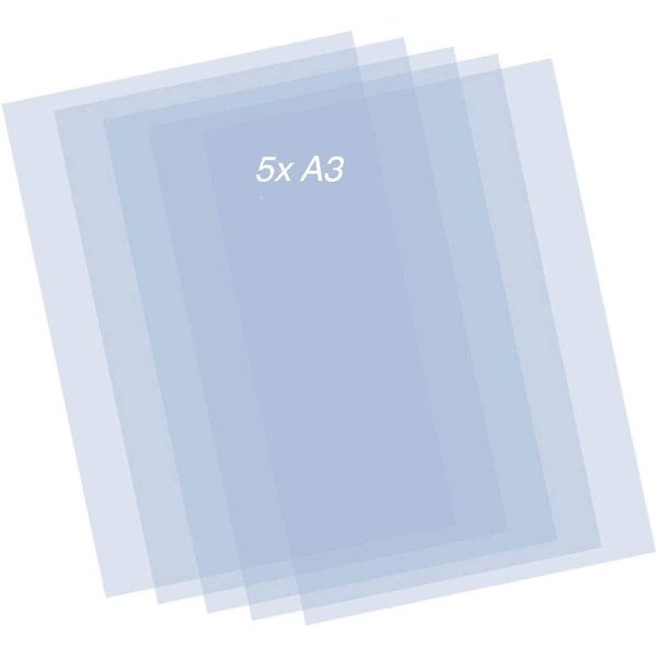 Lot de 5 feuilles A3 en Mylar QBIX pour créer des pochoirs personnalisés