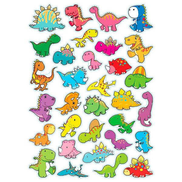photo-Gommettes illustrées dinosaures 2 planches 64 pièces