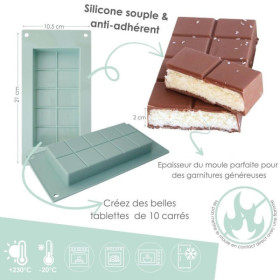 Moule tablette de chocolat en silicone Platinum - 21 x 10,5 x 2 cm - ScrapCooking