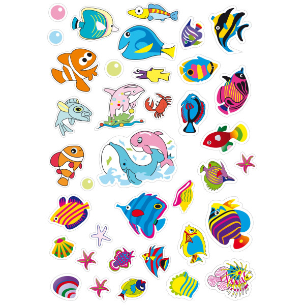 photo-Gommettes illustrées poissons 2 planches 74 pièces