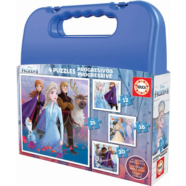 photo-Mallette de 4 puzzles - La reine des neiges - Enfant - Dès 3/4 ans