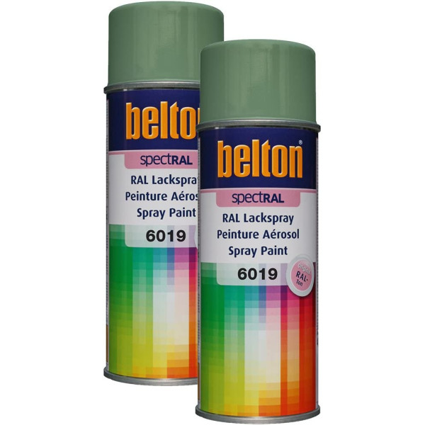 photo-2 bombes de peinture Belton Spetral RAL6019 vert pastel 400ml