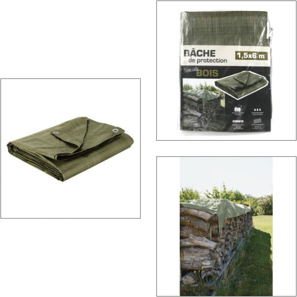 Bâche de protection - Pour le bois - Bûches de bois - Etanche - 1,5 x 6m
