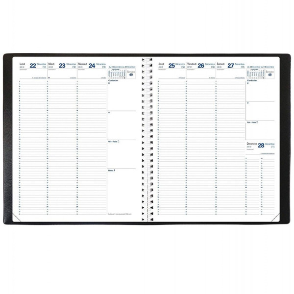 Agenda Semainier 2023 Eurequart - 24 X 30 Cm - Noir - Quo Vadis