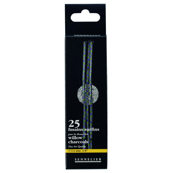 Fusains - Noir - 3 à 4 mm - 25 bâtons - Sennelier