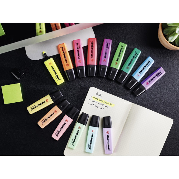 Set de bureau de 15 surligneurs STABILO BOSS ORIGINAL Pastel