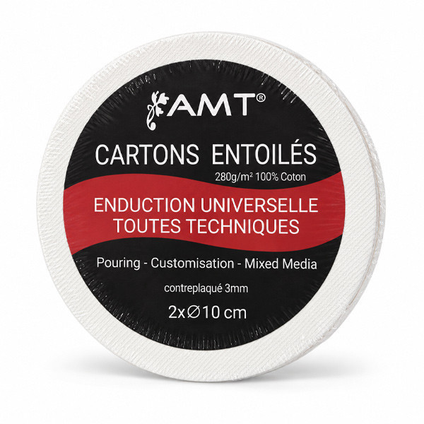 Lot de 2 cartons entoilés ronds Ø 10 cm – 100 % coton – AMT