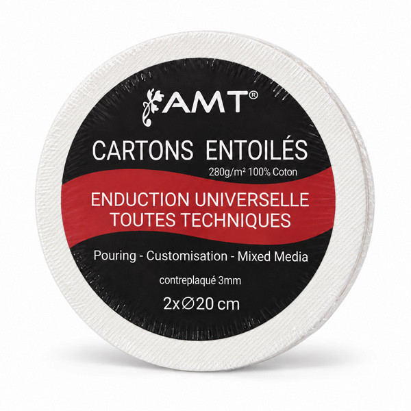 Lot de 2 cartons entoilés ronds Ø 20 cm – 100 % coton – AMT