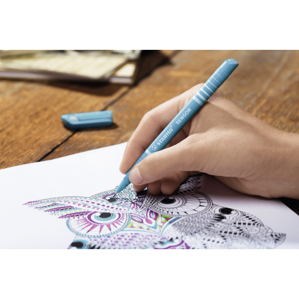 Pochette de 4 stylos-feutres STABILO SENSOR M - pointe moyenne - coloris assortis