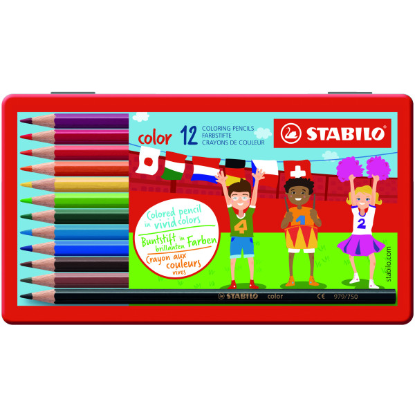 photo-Boîte métal de 12 crayons de couleur - STABILO color