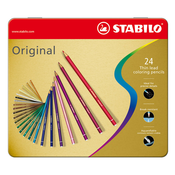 photo-Boîte métal de 24 crayons de couleur STABILO Original