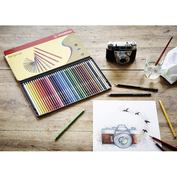Boîte métal de 24 crayons de couleur STABILO Original