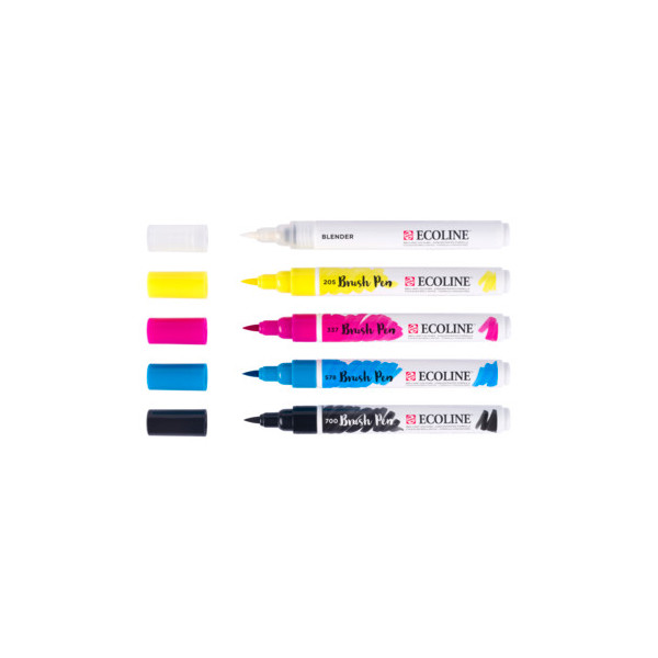 Brush Pens Ecoline couleurs primaires x5 – Royal Talens