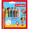 photo-Etui carton de 6 crayons de couleur STABILO woody 3 in 1 + 1 taille-crayon