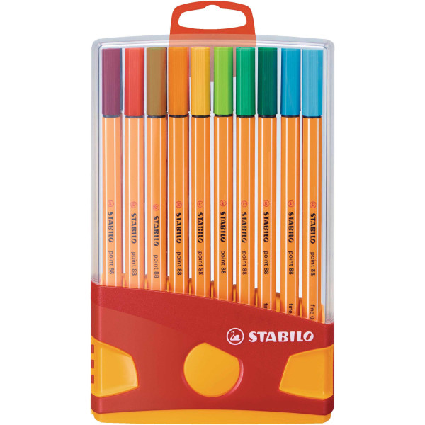 photo-ColorParade de 20 stylos-feutres STABILO point 88 - pointe fine - boîtier rouge/orange