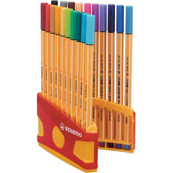 ColorParade de 20 stylos-feutres STABILO point 88 - pointe fine - boîtier rouge/orange