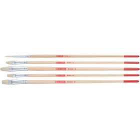 Set de 5 pinceaux en soie de porc – ronds, langues de chat et plats