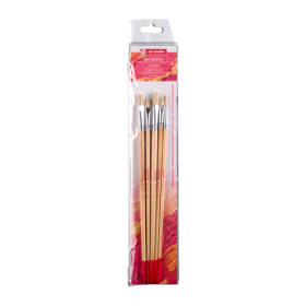 Set de 5 pinceaux en soie de porc – ronds, langues de chat et plats