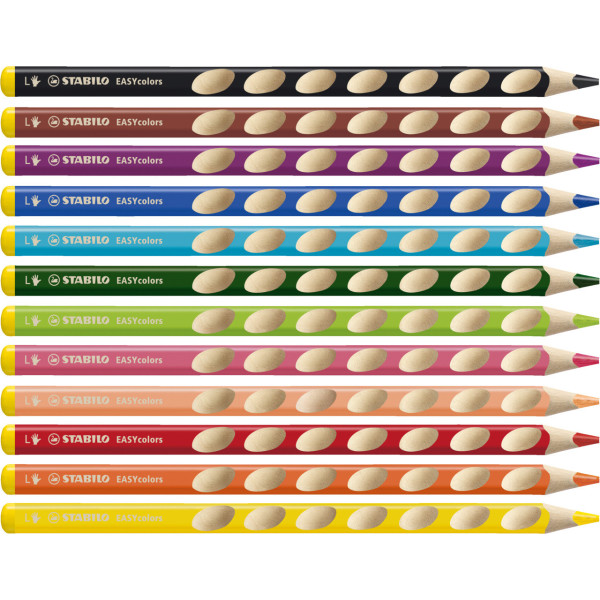 Etui carton de 12 crayons de couleur STABILO EASYcolors - gaucher