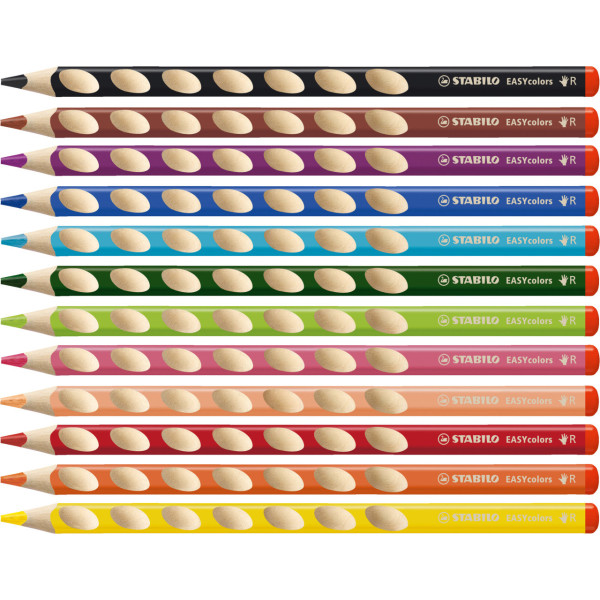 Etui carton de 12 crayons de couleur STABILO EASYcolors - droitier