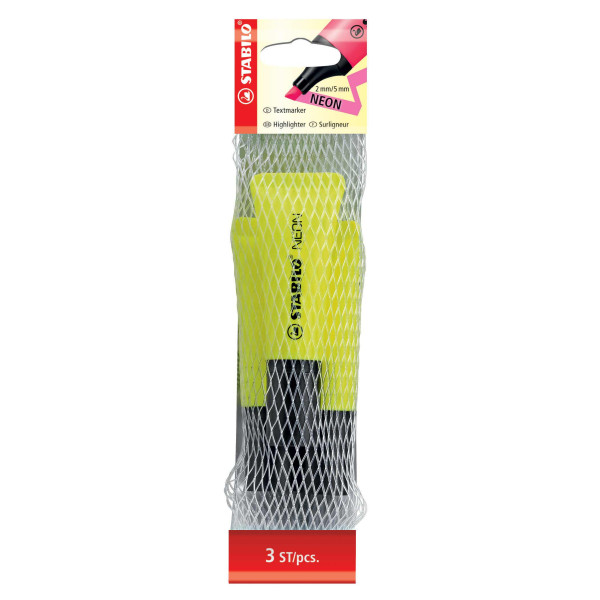 photo-Filet de 3 surligneurs STABILO NEON - jaune