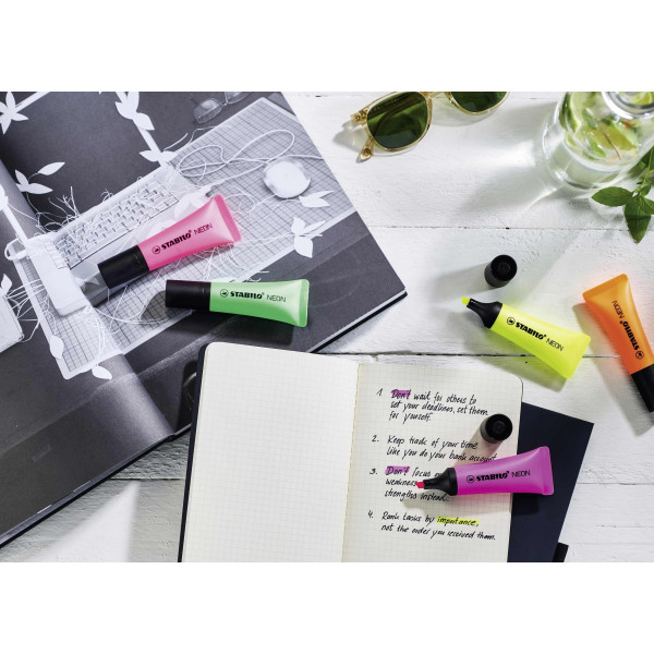 Filet de 3 surligneurs STABILO NEON - jaune