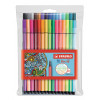 photo-Pochette de 30 feutres de dessin STABILO Pen 68 - pointe moyenne - coloris assortis dont 6 fluo