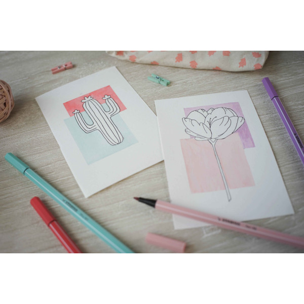 Pochette de 15 feutres de dessin STABILO Pen 68 - pointe moyenne - coloris pastel